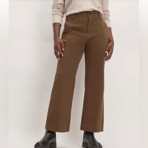 Everlane Organic Cotton Kick Flare Pant in Cocoa Brown, size 4